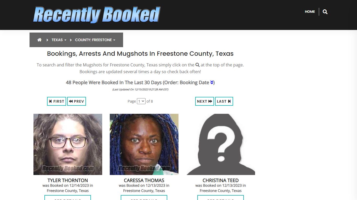 Recent bookings, Arrests, Mugshots in Freestone County, Texas
