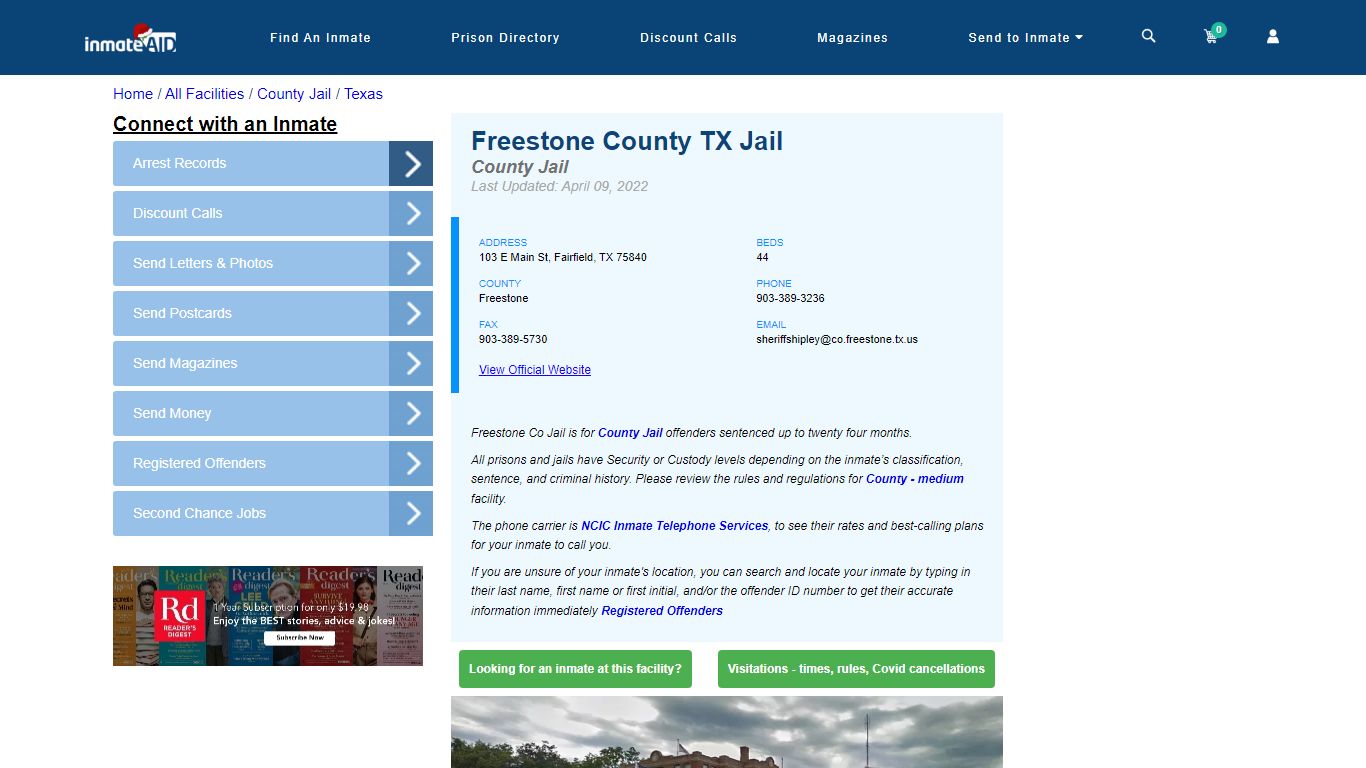 Freestone County TX Jail - Inmate Locator - Fairfield, TX