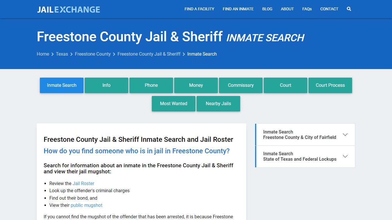 Freestone County Jail & Sheriff Inmate Search - Jail Exchange