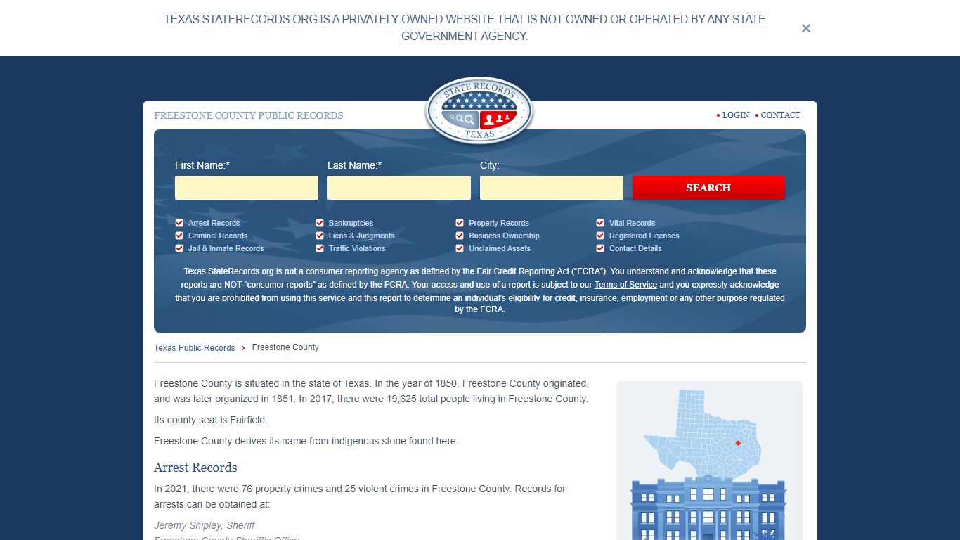 Freestone County - Arrest, Public, and Court Records - StateRecords.org